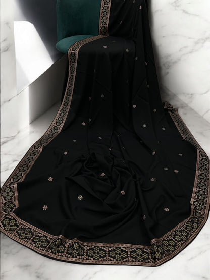 Black Rosegold Honeycomb Fancy Embroidered Shaal