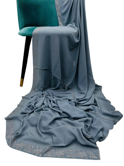 Luxury Denim Blue Sparkle Korean Shaal