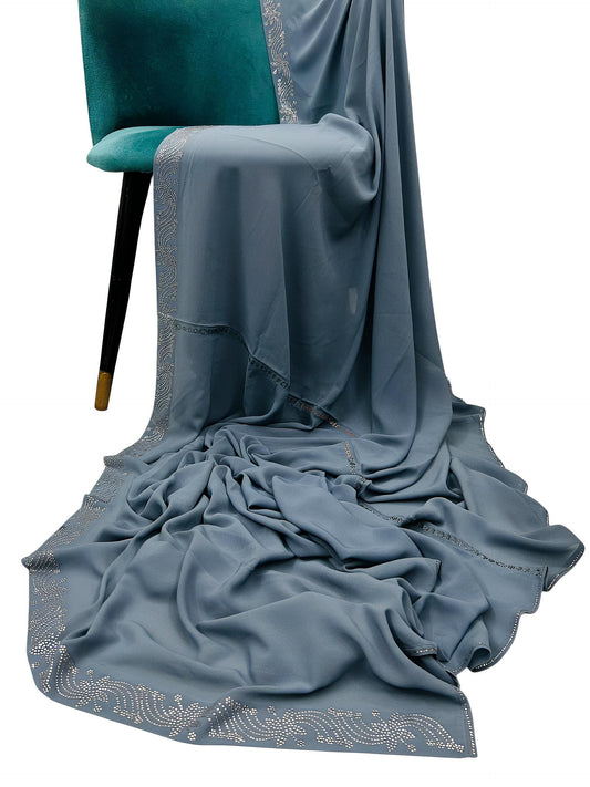 Luxury Denim Blue Sparkle Korean Shaal