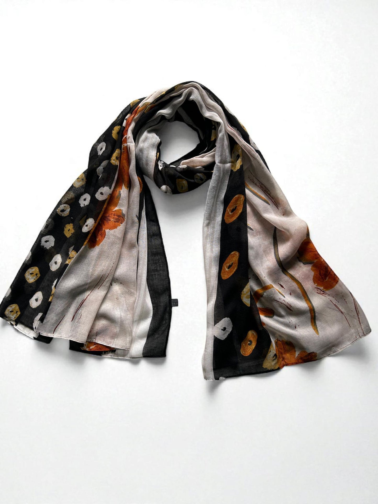 Black Ash White Mousse Printed Modal Hijab