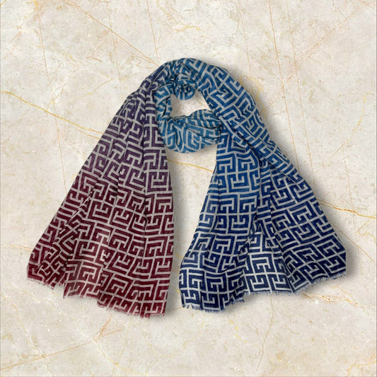 Blue Red Maze Printed Modal Hijab