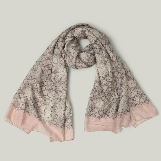Blush Pink Pattern Printed Lawn Hijab