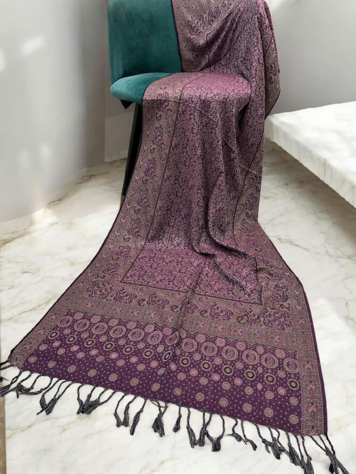 Luxury Purple Coffee Dotted Dual Tone Pashmina Hijab