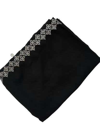 Black Silver Diamond Border Shaal