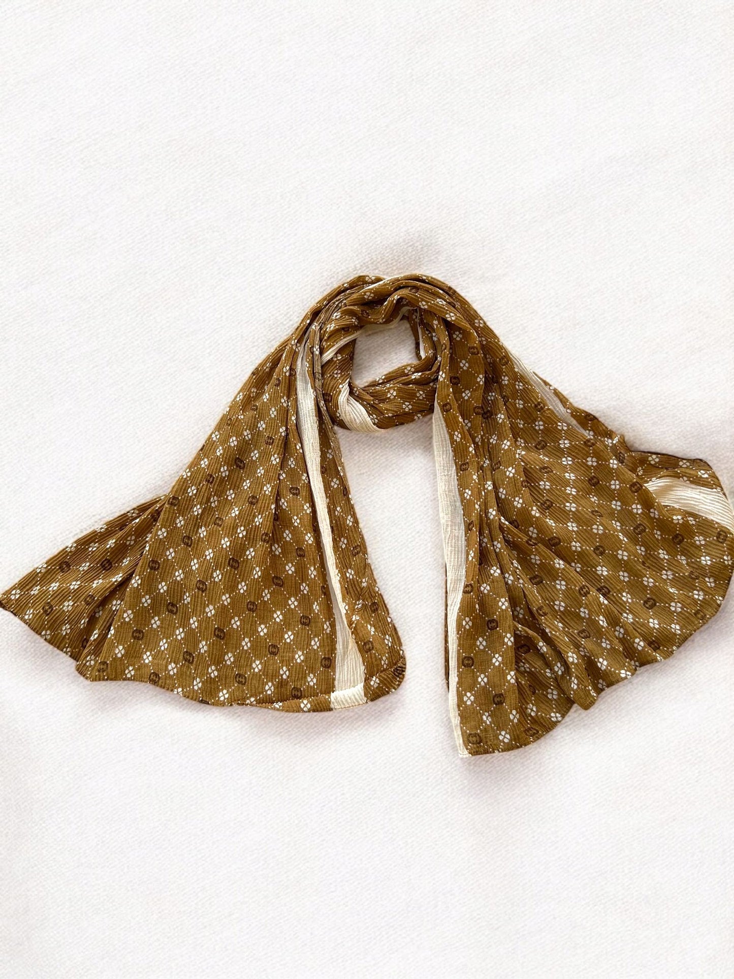 Saddle Brown Van Cleef Printed Pleated Modal Hijab