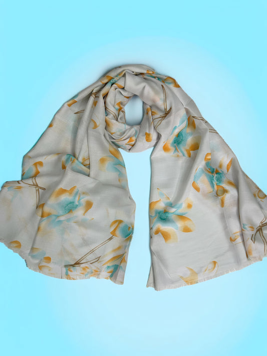 Silver Mist Orange Printed Modal Hijab