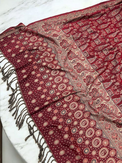 Dotted Paisley Pashmina Shawl - Red Fawn