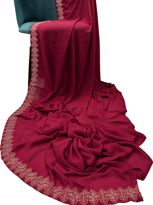 Luxury Hot Pink Floral Korean Shaal