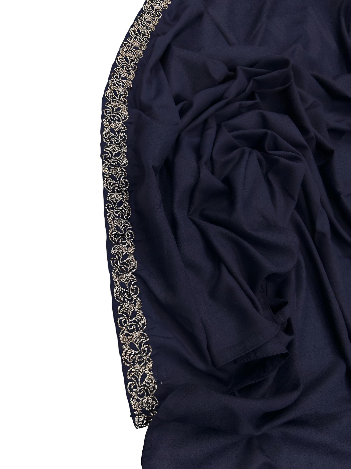 Navy Blue Fancy Embroidered Border Shaal