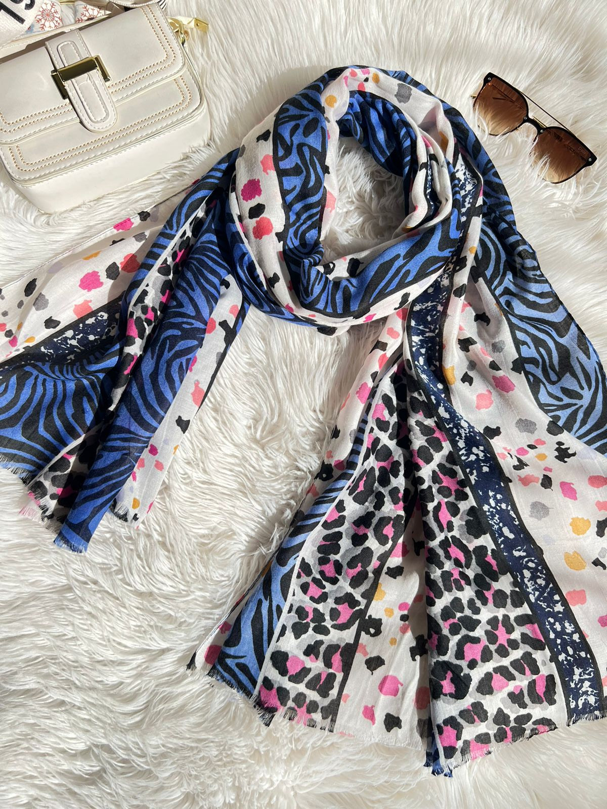 Premium Printed Hijab - Blue Tiger