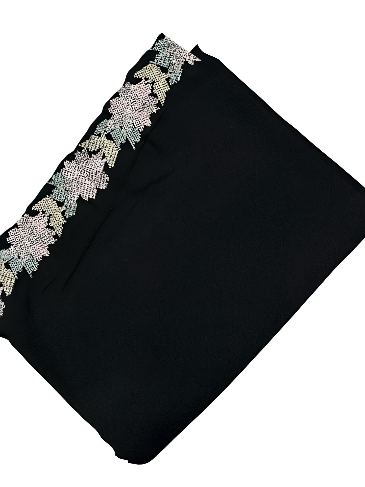 Black Pastel Floral Border Shaal