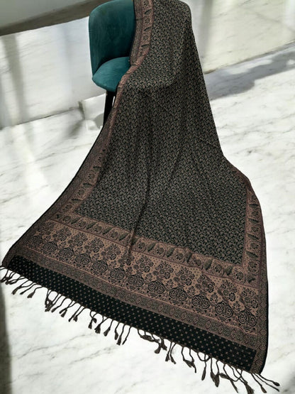 Starry Paisley Pashmina Shawl - Black Coffee