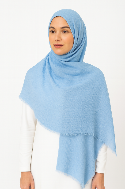 Maya Blue -  Crimp Lawn Hijab