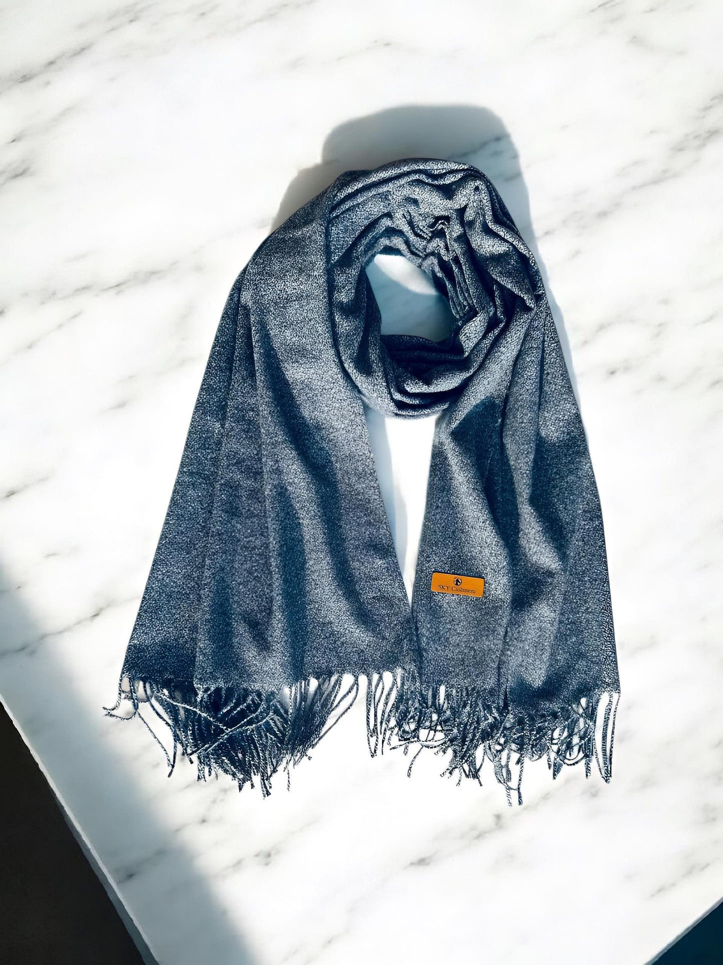 Winter Cashmere Scarf - Pigeon Blue