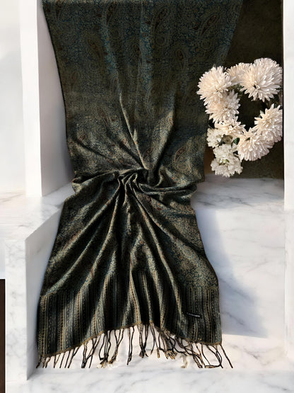 Sage Green Paisley Pashmina Hijab Shaal