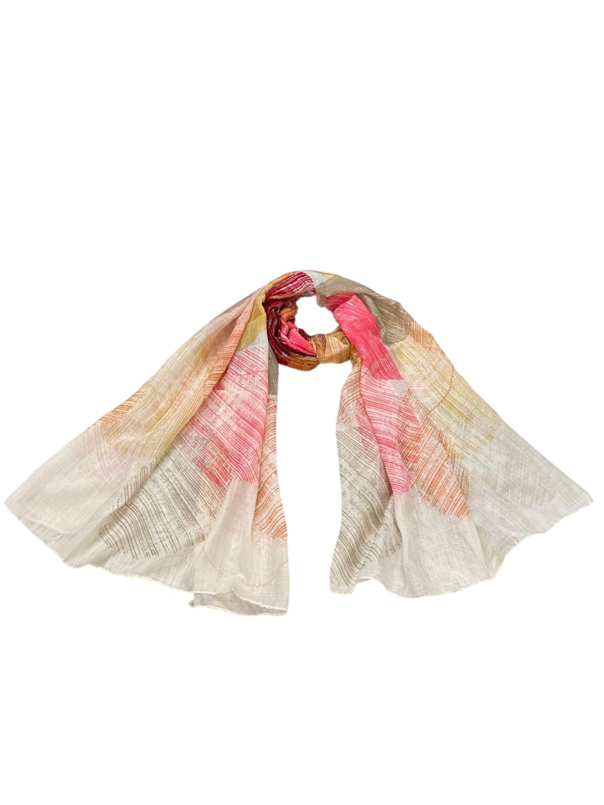 Beige White Pink Sketches Printed Modal Hijab