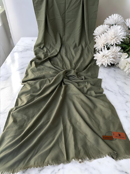 Plain Cashmere Hijab Scarf - Olive Green