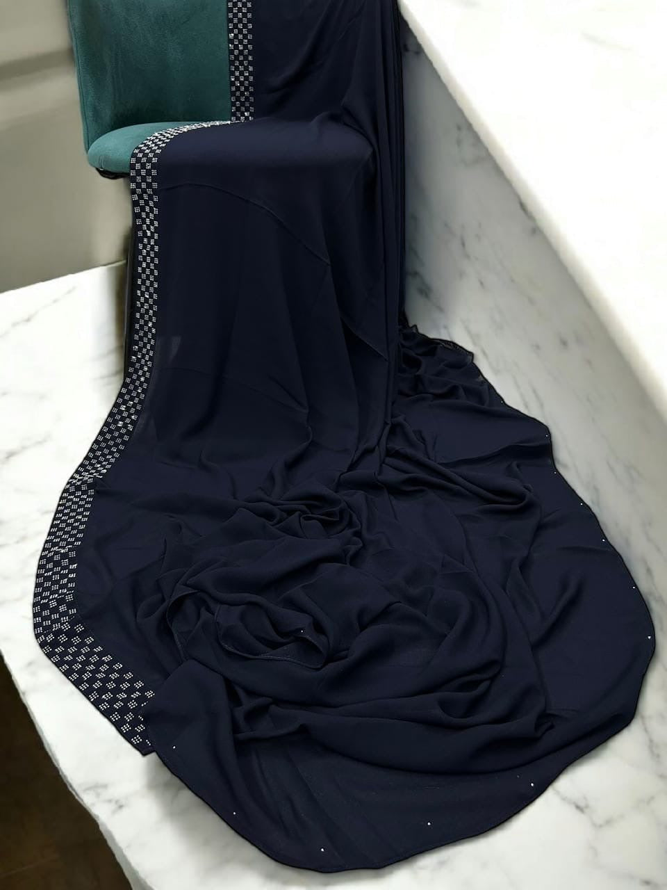 Midnight Blue Squares Border Korean Shaal