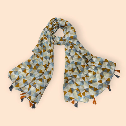 Blue Ginger Checkered Printed Modal Hijab