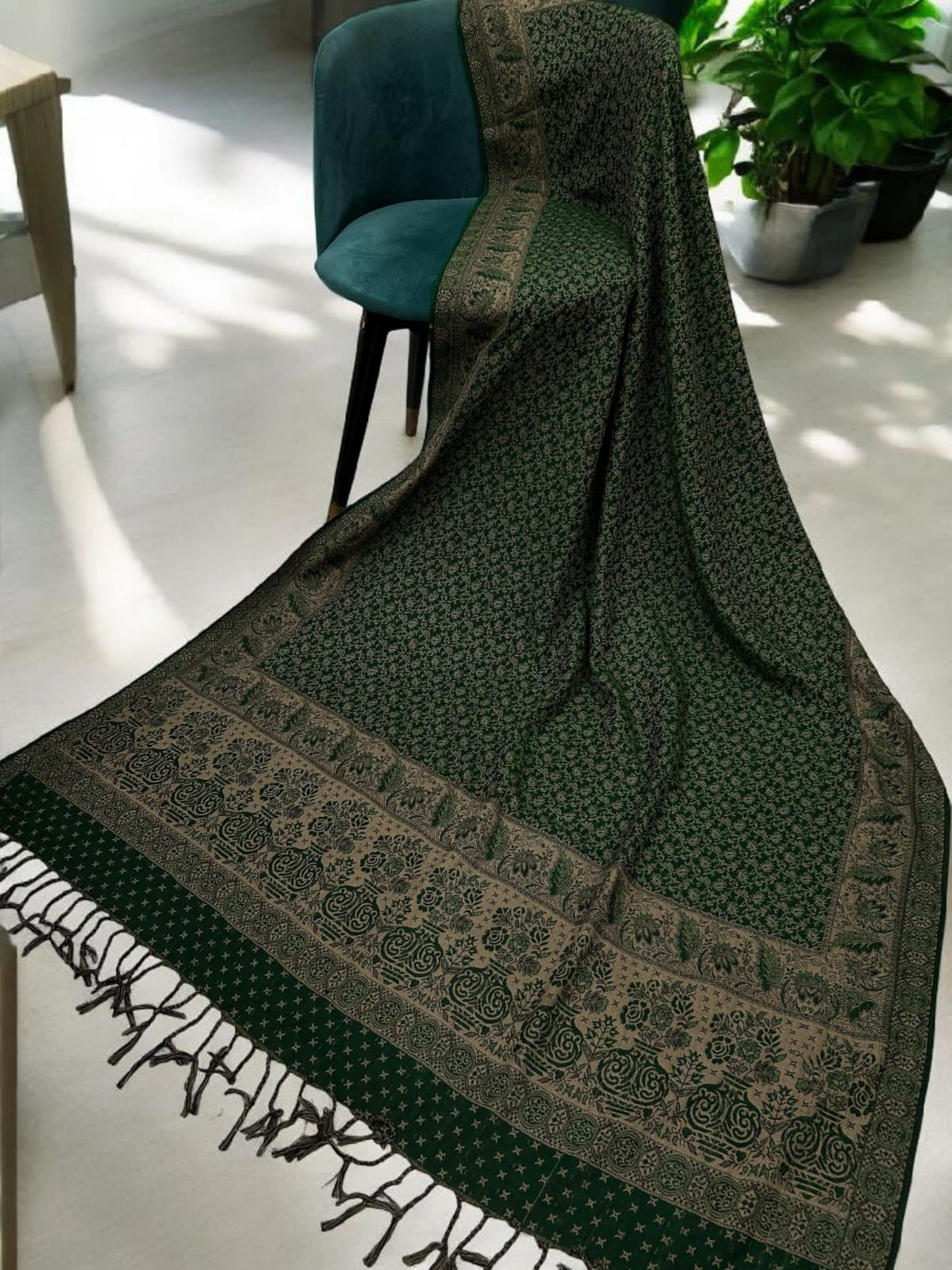 Starry Pashmina Shawl - Emerald Beige