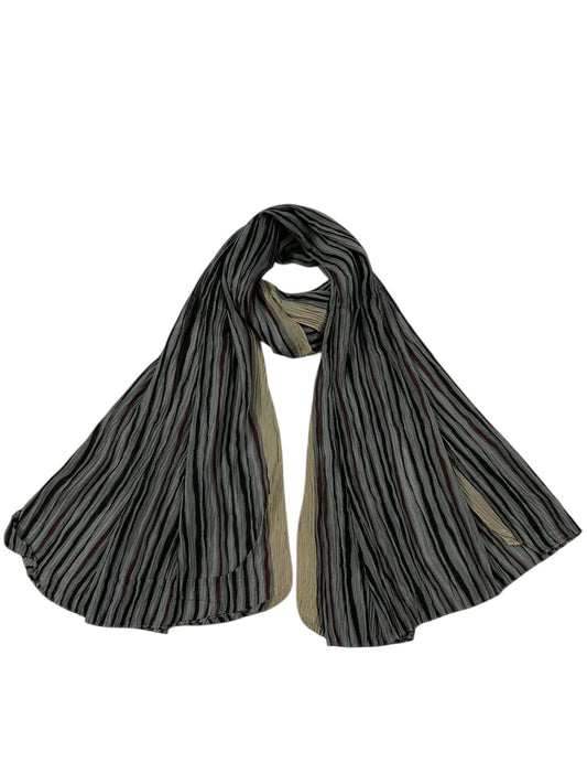 Grey Black Linear Printed Pleated Modal Hijab