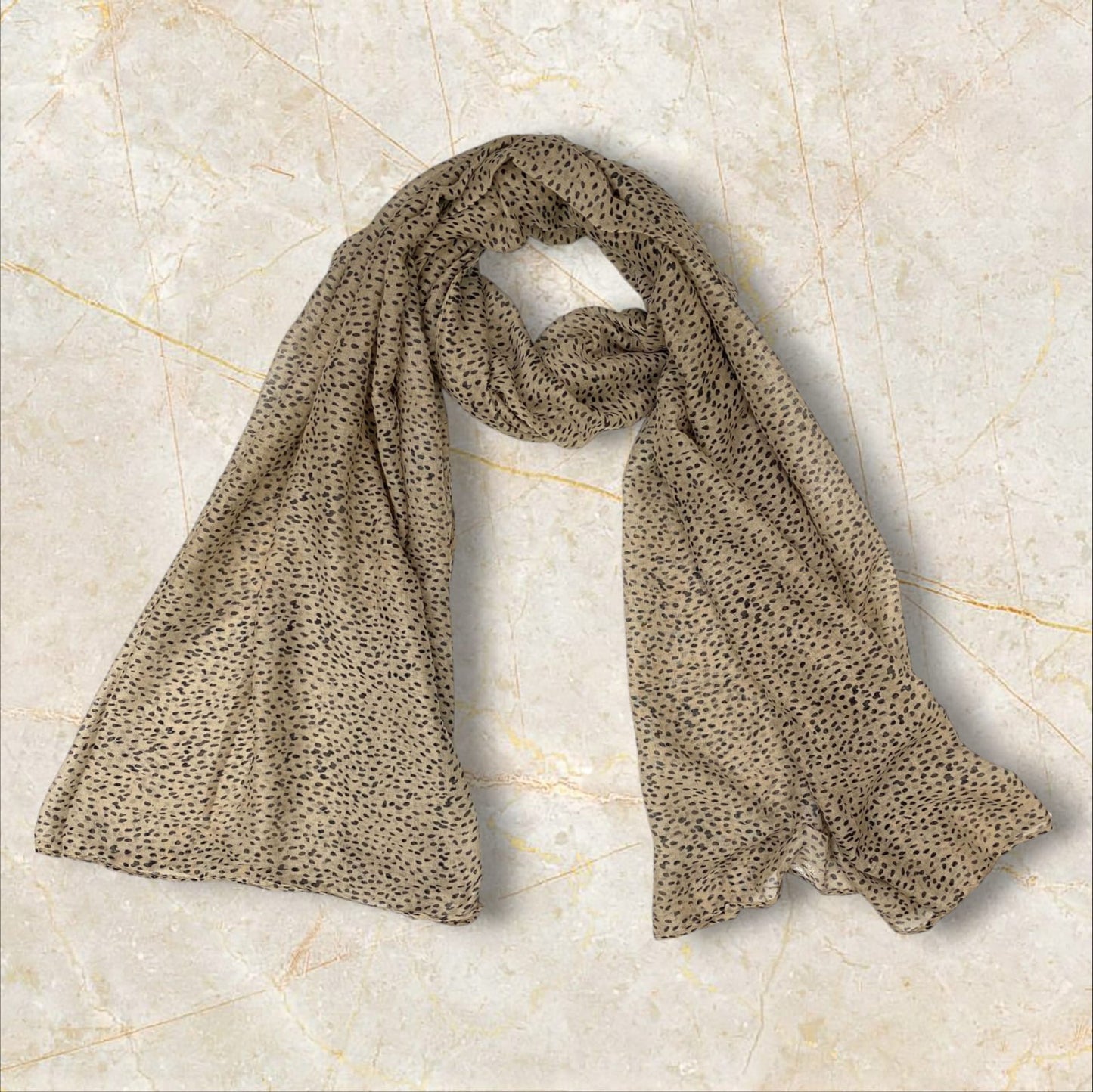 Gold Brown Circles Printed Lawn Hijab