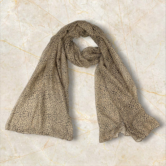 Gold Brown Circles Printed Lawn Hijab