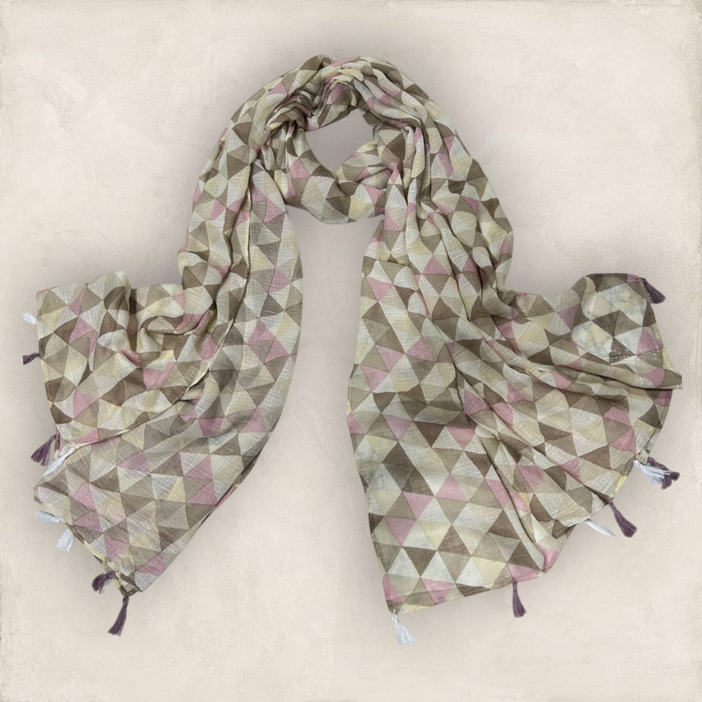 Oyster Pink Checkered Printed Modal Hijab