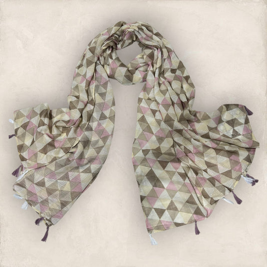 Oyster Pink Checkered Printed Modal Hijab