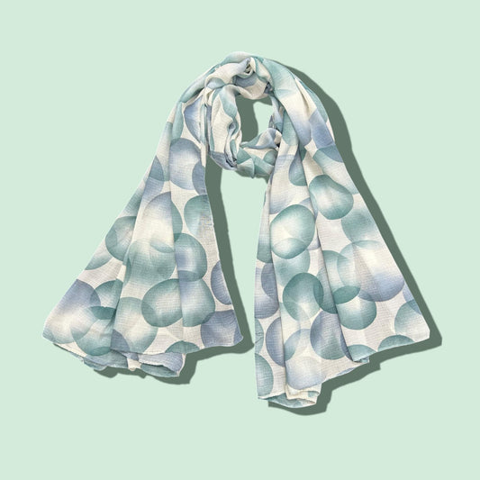 Blue Shell White Circles Printed Modal Hijab