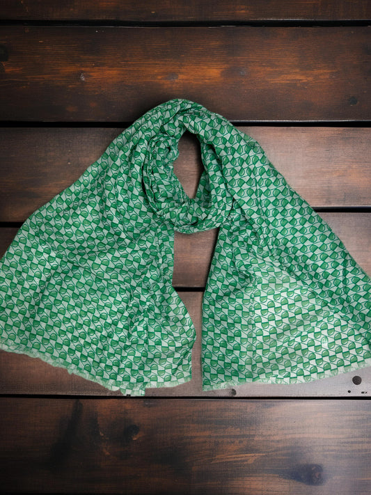 Curved D Green Printed Modal Hijab