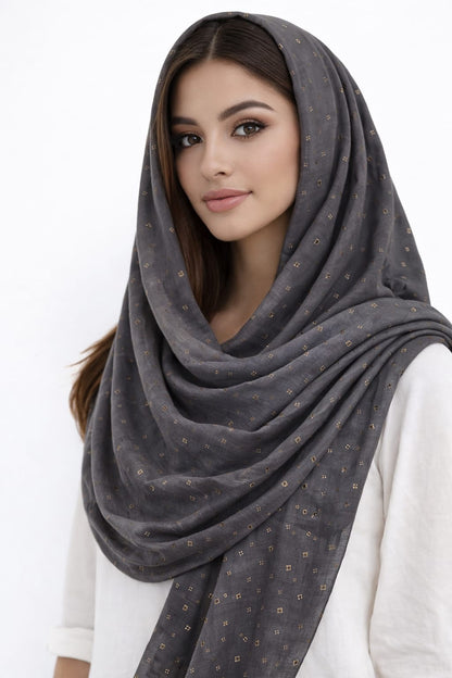 Iron Grey Rose Sequence Hijab