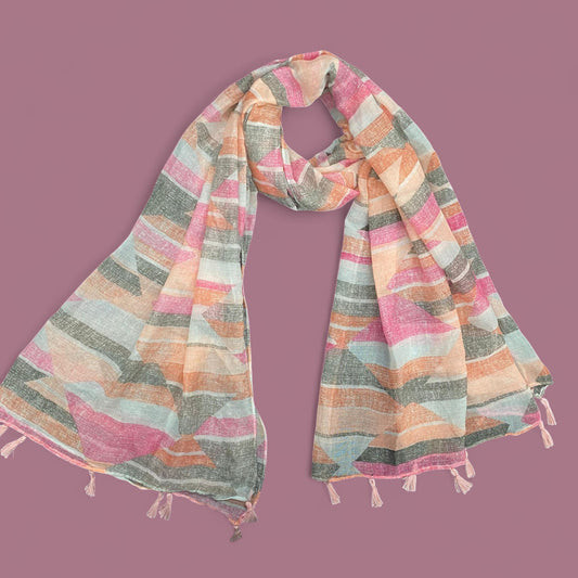 Sketchy Pink Coral Shapes Printed Modal Hijab