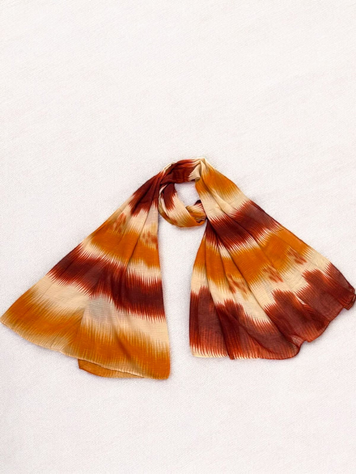 Orange Brown Patterned Tie-Dye Printed Modal Hijab