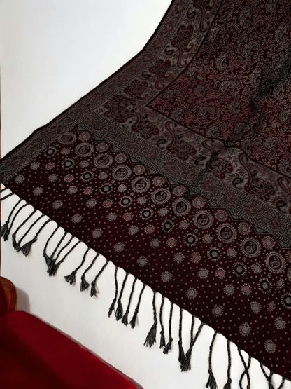 Maroon Grey Dotted Dual Tone Pashmina Hijab