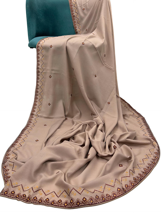 Beige Canopy Double Maroon Shaal