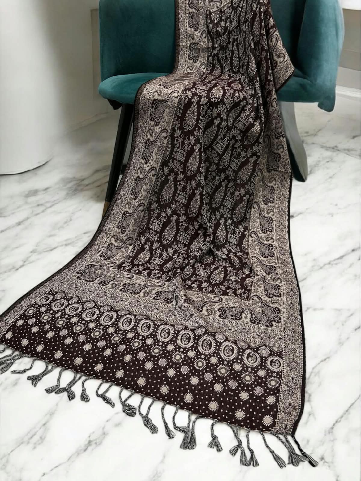 Wine Red Dotted Dual Tone Pashmina Hijab