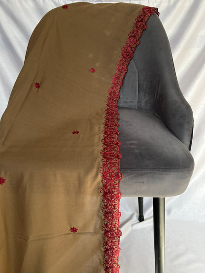 Cutwork Brown Shaal