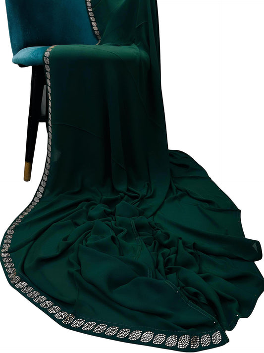 Luxury Green Gold Border Korean Shaal