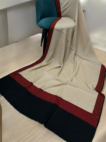 Khaki Black Patchwork Border Shawl