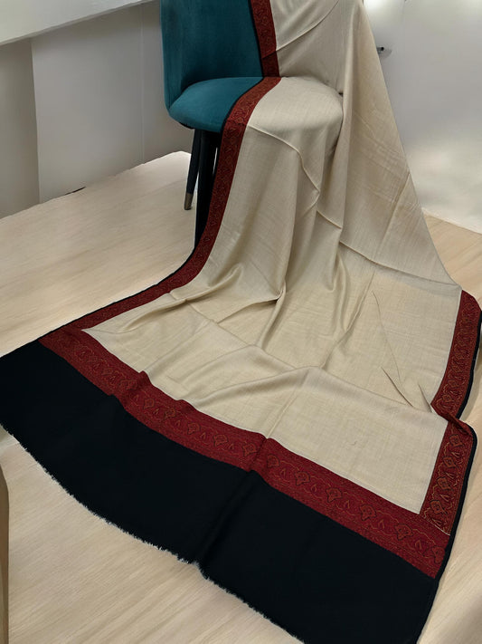 Khaki Black Patchwork Border Shawl