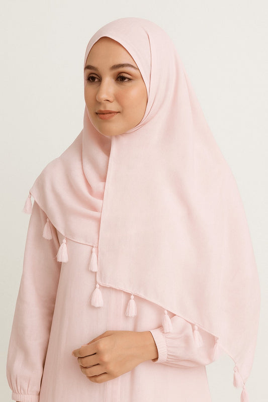Tea Pink - Lawn Tassel Hijab