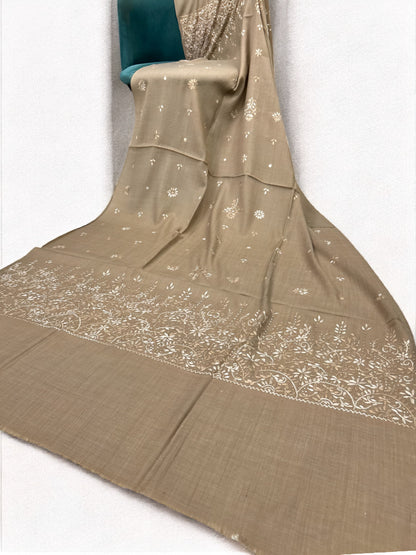 Champagne Garden – Hand Embroidered Kashmiri Shawl