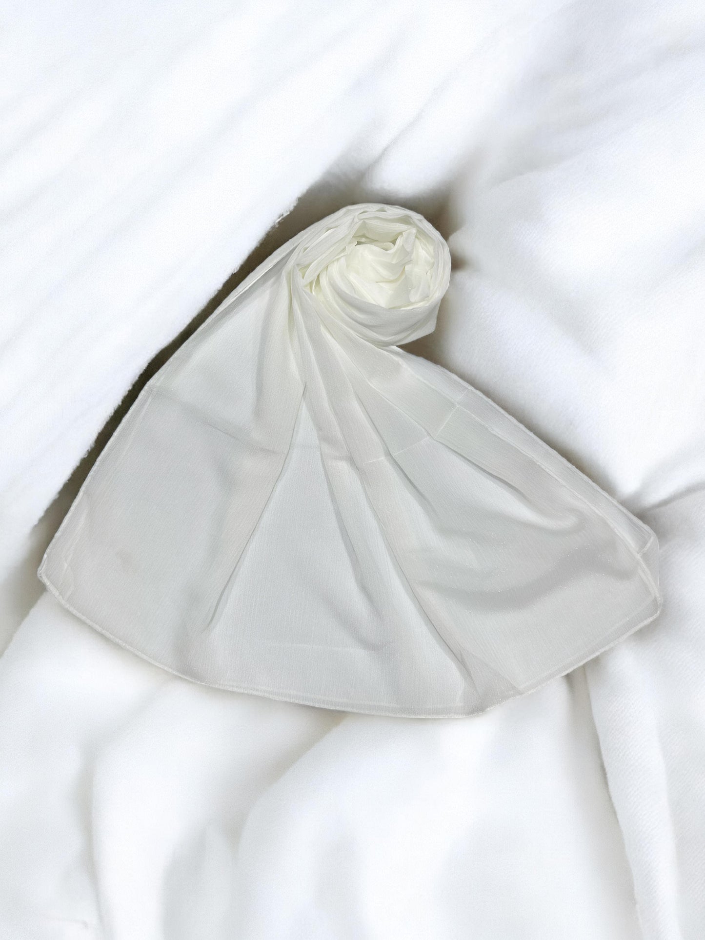 Pure White - Crinkle Shimmer Chiffon Wedding Party Occasion Hijab Scarf