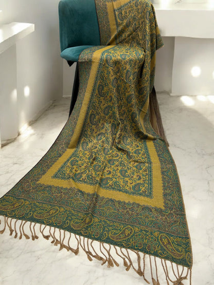Dew Teal Little Paisleys Two-Tone Pashmina Hijab