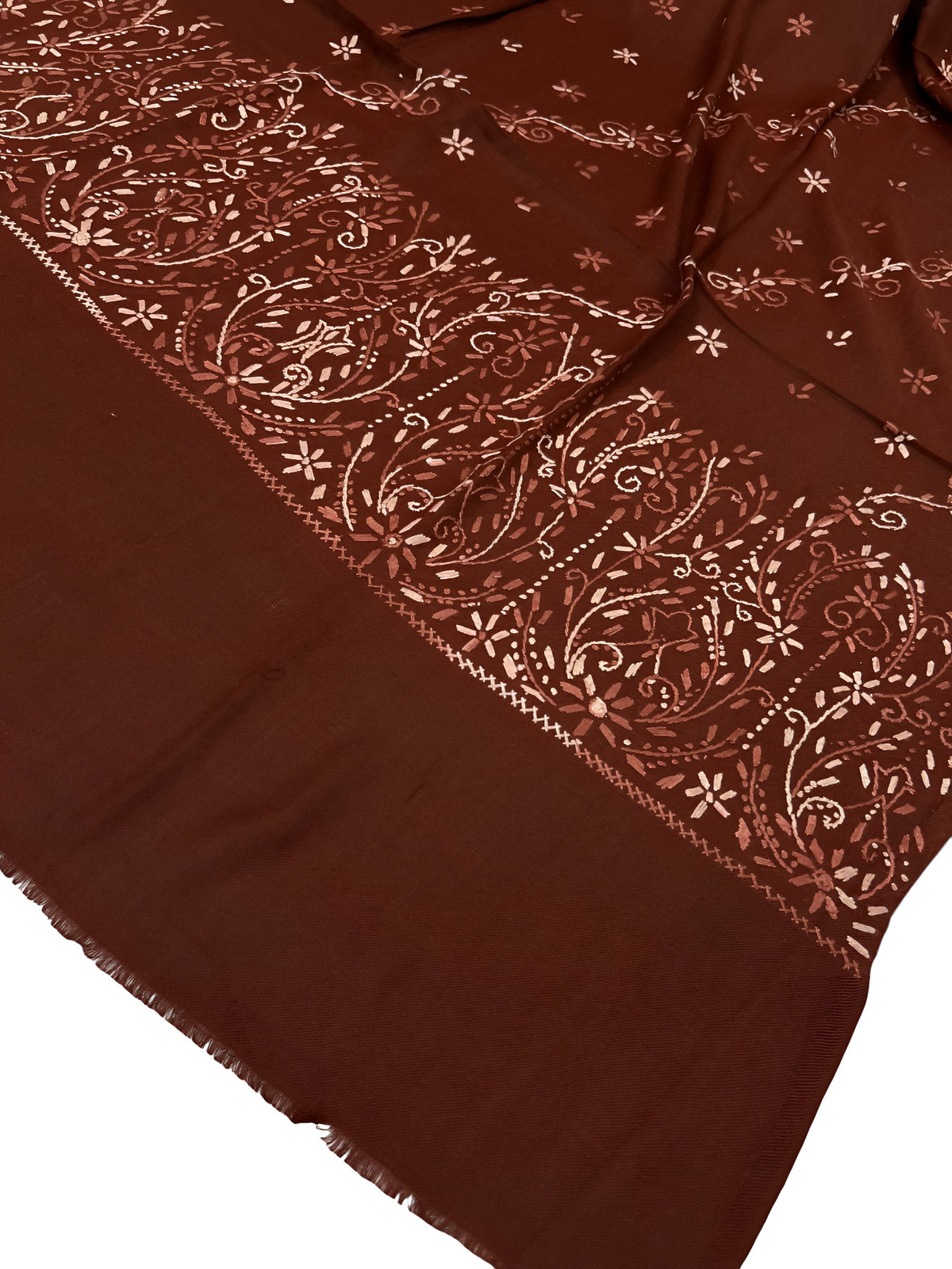 Cinnamon Grace – Hand Embroidered Kashmiri Shawl