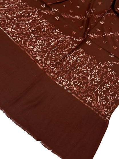 Cinnamon Grace – Hand Embroidered Kashmiri Shawl
