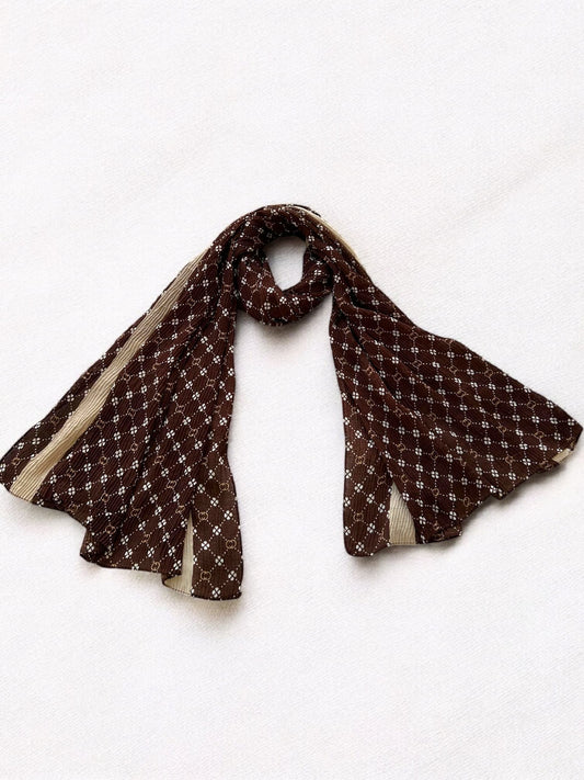 Walnut Brown Van Cleef Printed Pleated Modal Hijab