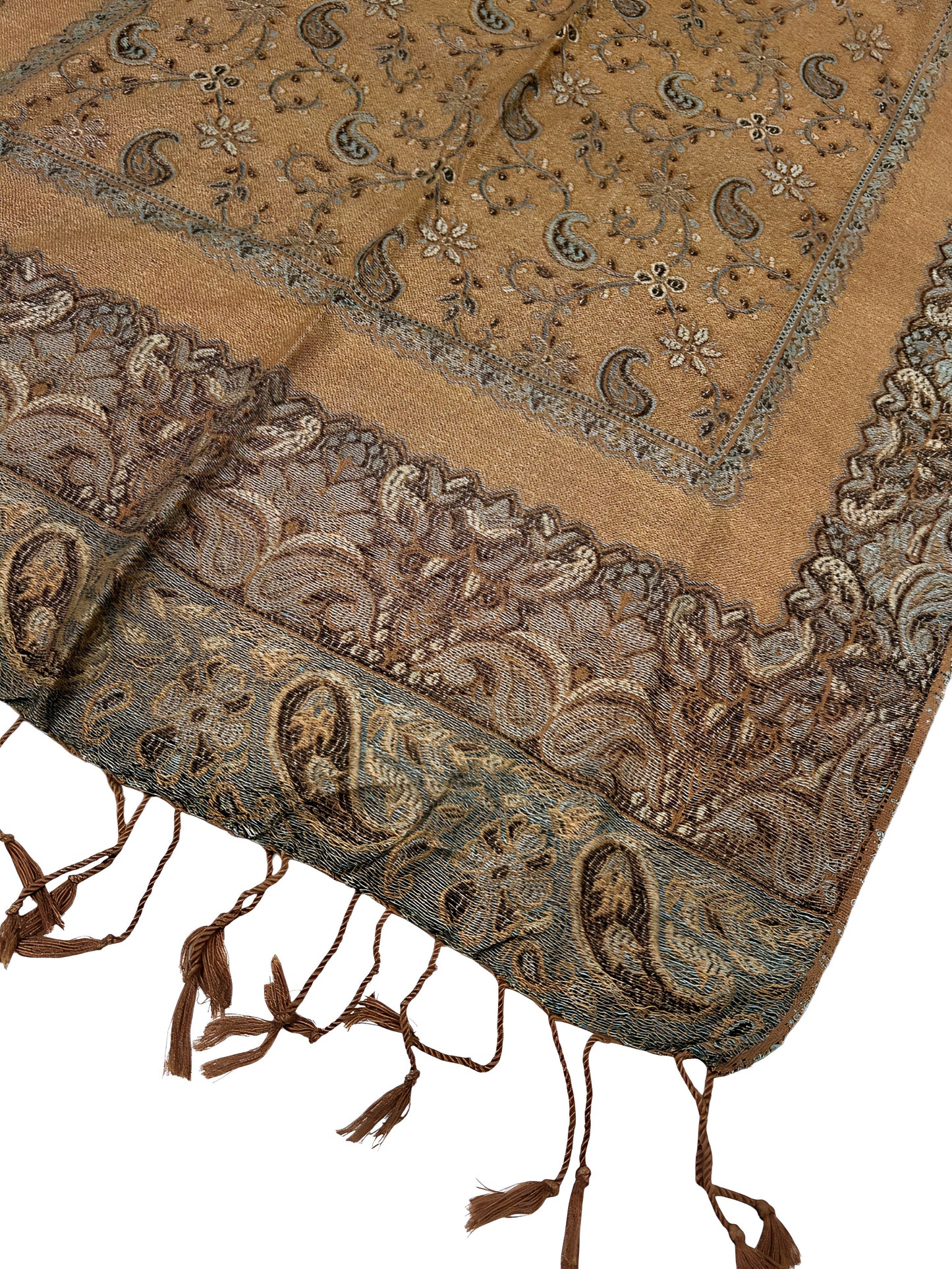 Beige Ice Blue Dual Tone Pashmina Hijab