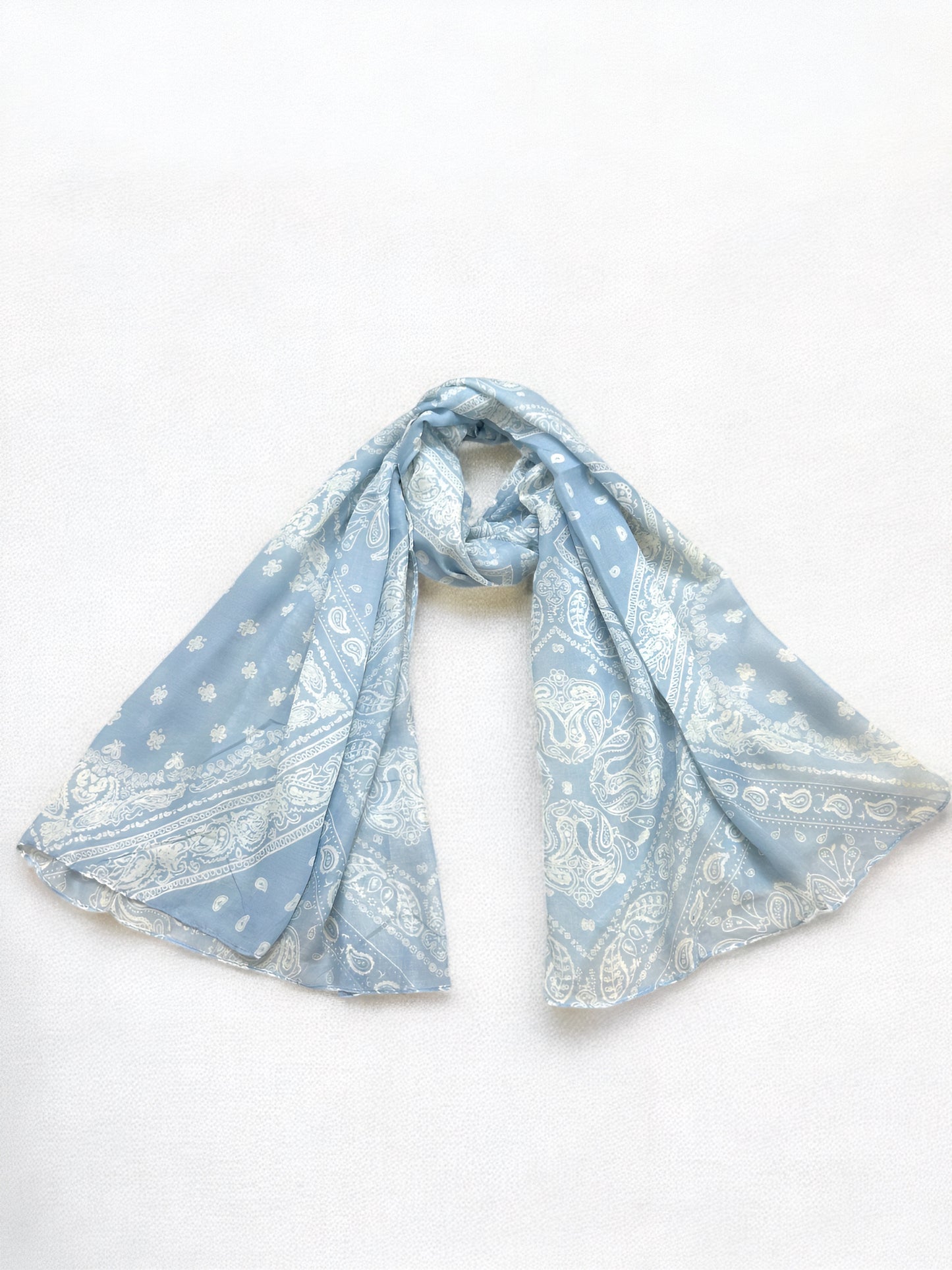 Denim Blue Paisley Printed Modal Hijab